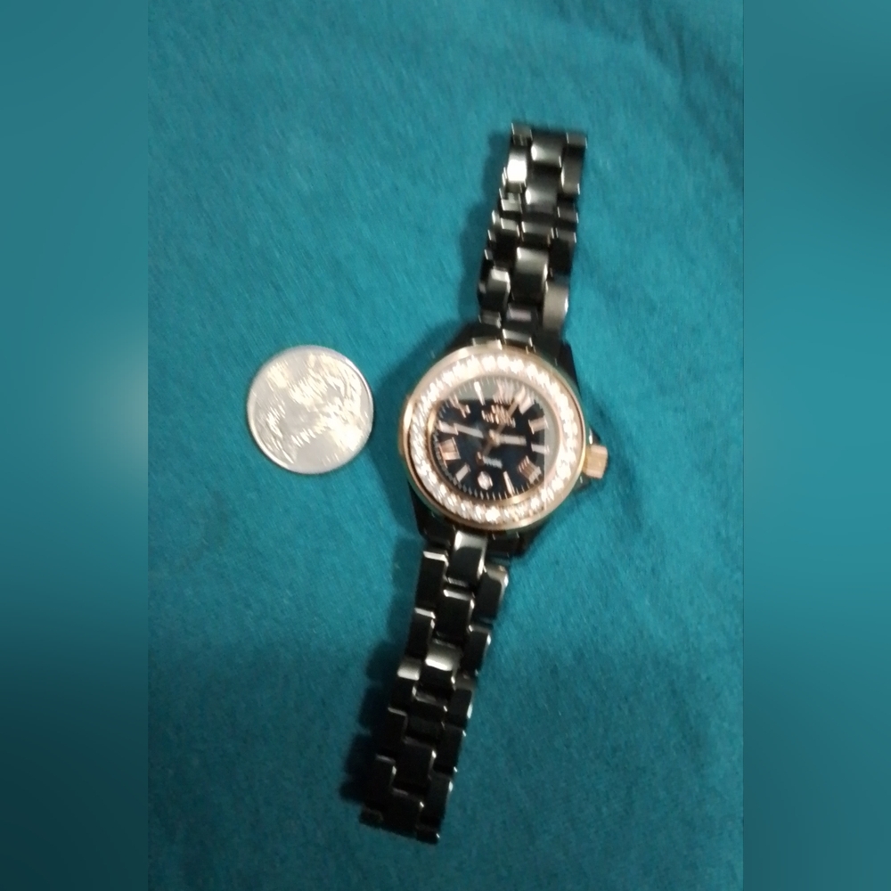(898)Vintage Oniss Paris Women's ON815-LRG BLK Lario Ceramic Collection Swiss - Picture 9 of 14